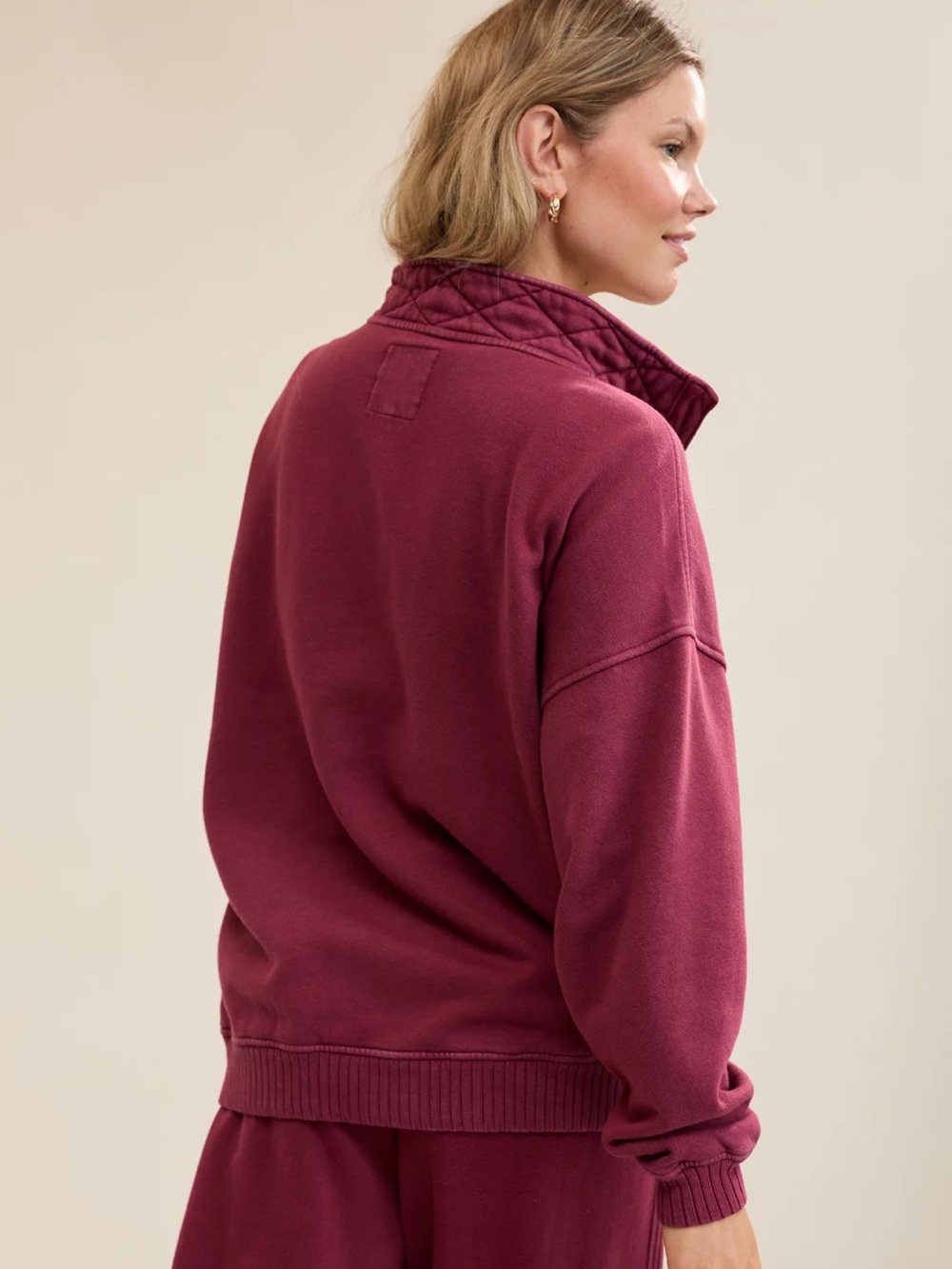 Aerie On Snap! Pullover Sweatshirt - Deep Cherry - Picture 2 of 8